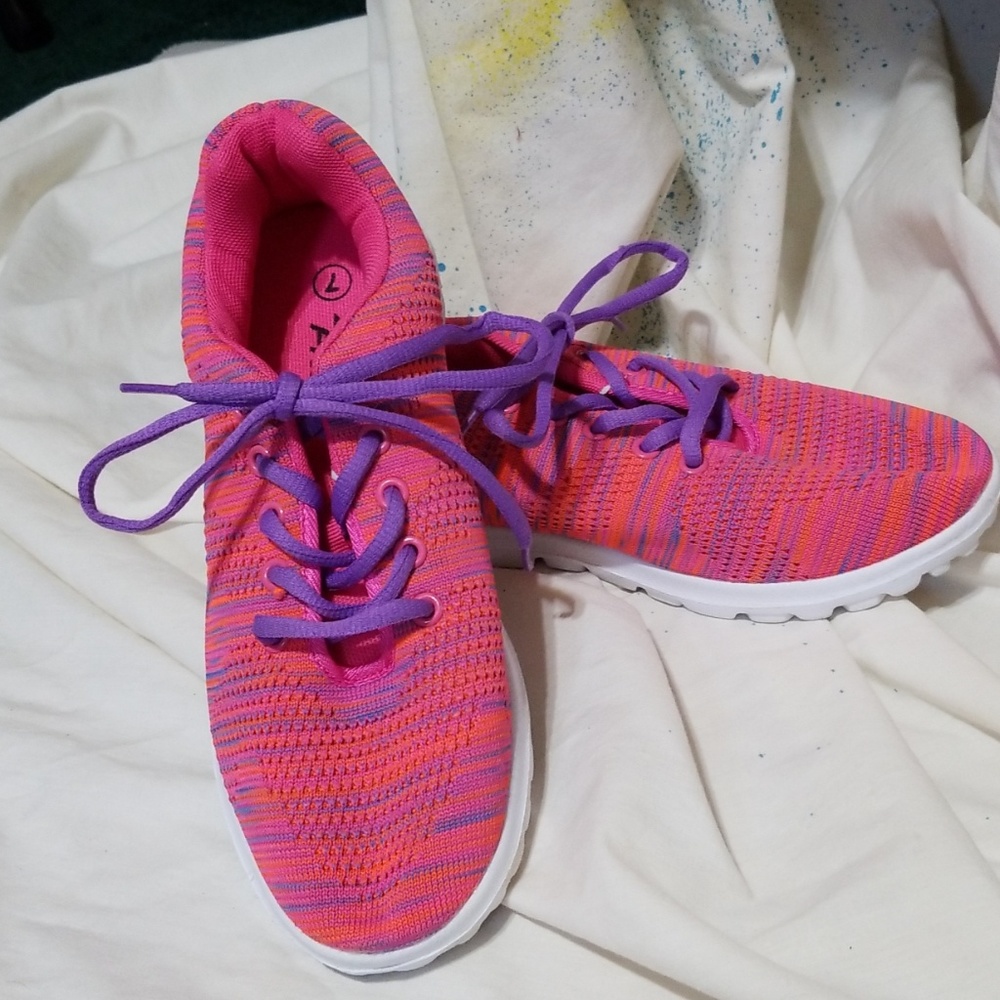 Athletic shoes pink purple orange clean & more